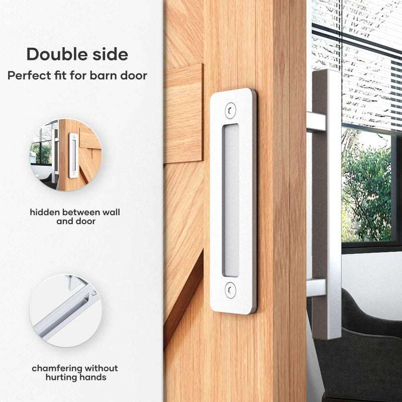 EaseLife 12" Stainless Steel Sliding Barn Door Pull Handle with Flush Hardware Set,Double Sided,Brushed Finish,Anti-Rust Anti-Corrosion,Easy Install,Square,2 Pack - Image 3